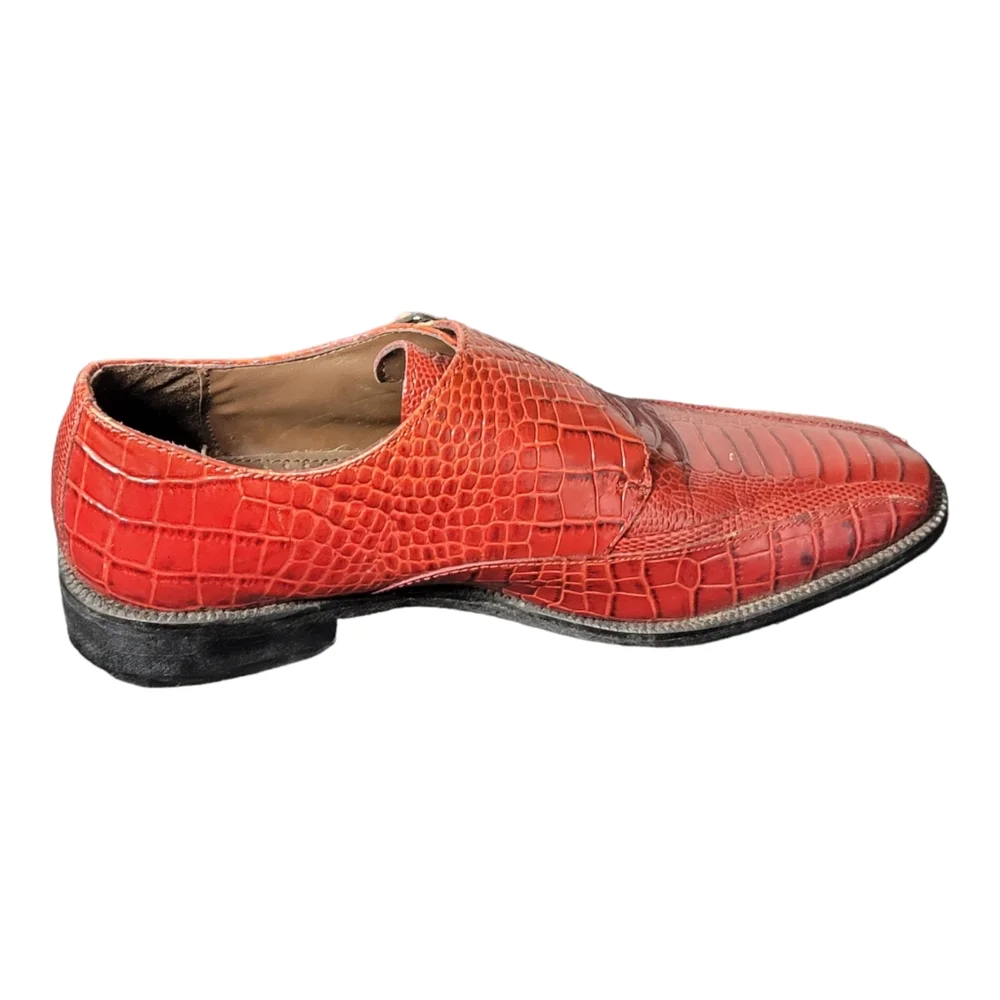 Stacy Adams Crocodile Monk Strap Dress Shoes Size 7 M Red‎ SB1